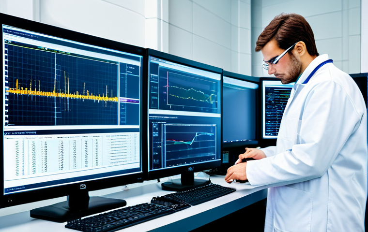 **

"An engineer in a cleanroom environment, fully clothed in a lab coat and safety glasses, examining a complex data display showing engine performance metrics. The background includes engine testing equipment and monitors. The scene is professional and well-lit. Safe for work, appropriate content, professional, perfect anatomy, correct proportions, high quality."

**