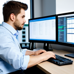 Software Engineer at Work**

"A focused software engineer, fully clothed in appropriate business casual attire, working at a clean, modern desk with multiple monitors displaying complex code, in a bright and spacious office setting. The screens should showcase software development tools with graphical user interfaces. Professional, safe for work, appropriate content, perfect anatomy, correct proportions, natural pose, well-formed hands, proper finger count, natural body proportions, high quality, professional lighting, modest."

**