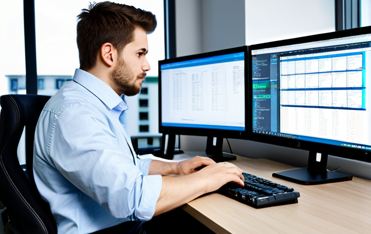 Software Engineer at Work**

"A focused software engineer, fully clothed in appropriate business casual attire, working at a clean, modern desk with multiple monitors displaying complex code, in a bright and spacious office setting. The screens should showcase software development tools with graphical user interfaces. Professional, safe for work, appropriate content, perfect anatomy, correct proportions, natural pose, well-formed hands, proper finger count, natural body proportions, high quality, professional lighting, modest."

**