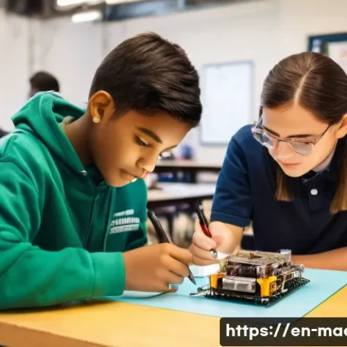 Home 33 기계항공공학 교육과정 - **Prompt 1: The Spark of Ingenuity**
"A bright, diverse group of high school students, aged 15-1...