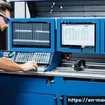 Home 18 정밀기계 자격증 - A highly detailed industrial workshop scene featuring a precision engineer operating a modern CNC ma...