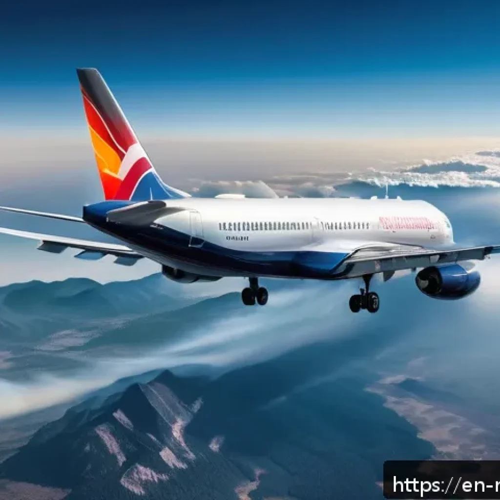 기후 변화와 항공기 산업 - A modern commercial airplane flying above a vast landscape with visible wildfire smoke plumes and tu...